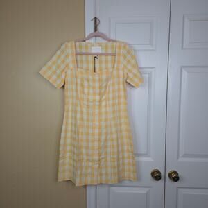 Rita Row Maria Mini Dress in Yellow White Gingham Size M